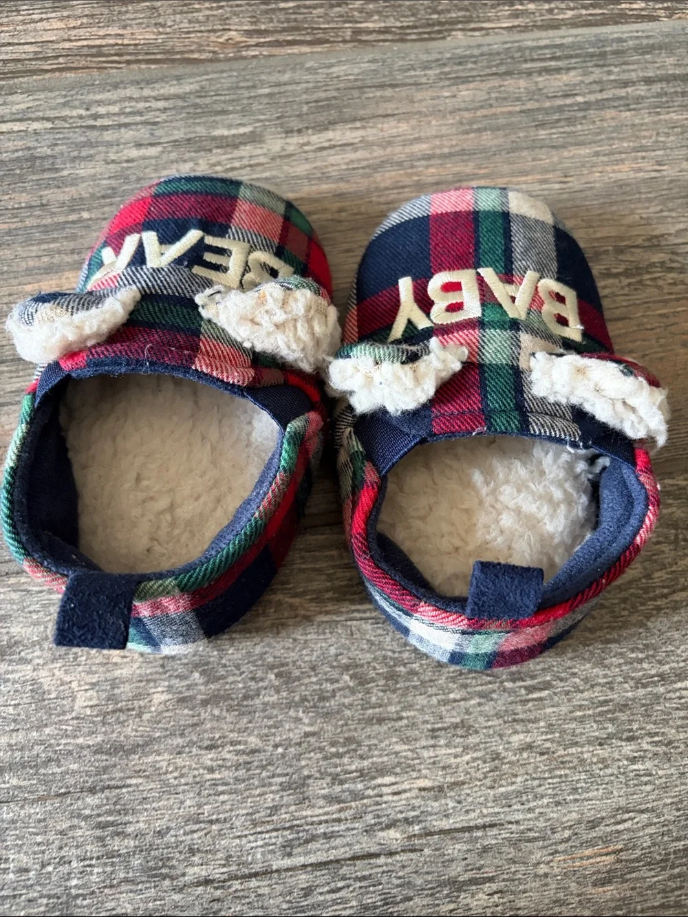 dearfoams Baby Bear Plaid Slippers - Red, Green & Navy